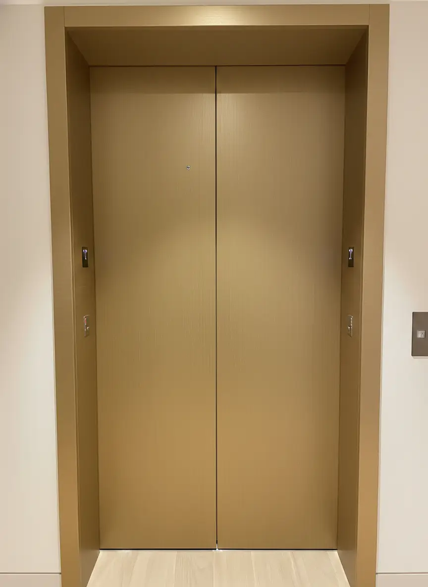 brushed gold elevator landing